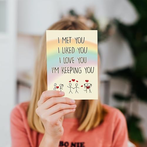Cheerin Anniversary Day Cards for Him and Her - Romantic Greeting Card with Envelope - Sweet Birthday Card for Husband Wife Girlfriend Boyfriend - Image 3