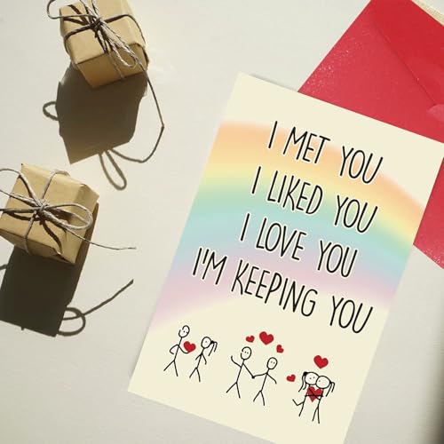 Cheerin Anniversary Day Cards for Him and Her - Romantic Greeting Card with Envelope - Sweet Birthday Card for Husband Wife Girlfriend Boyfriend - Image 5