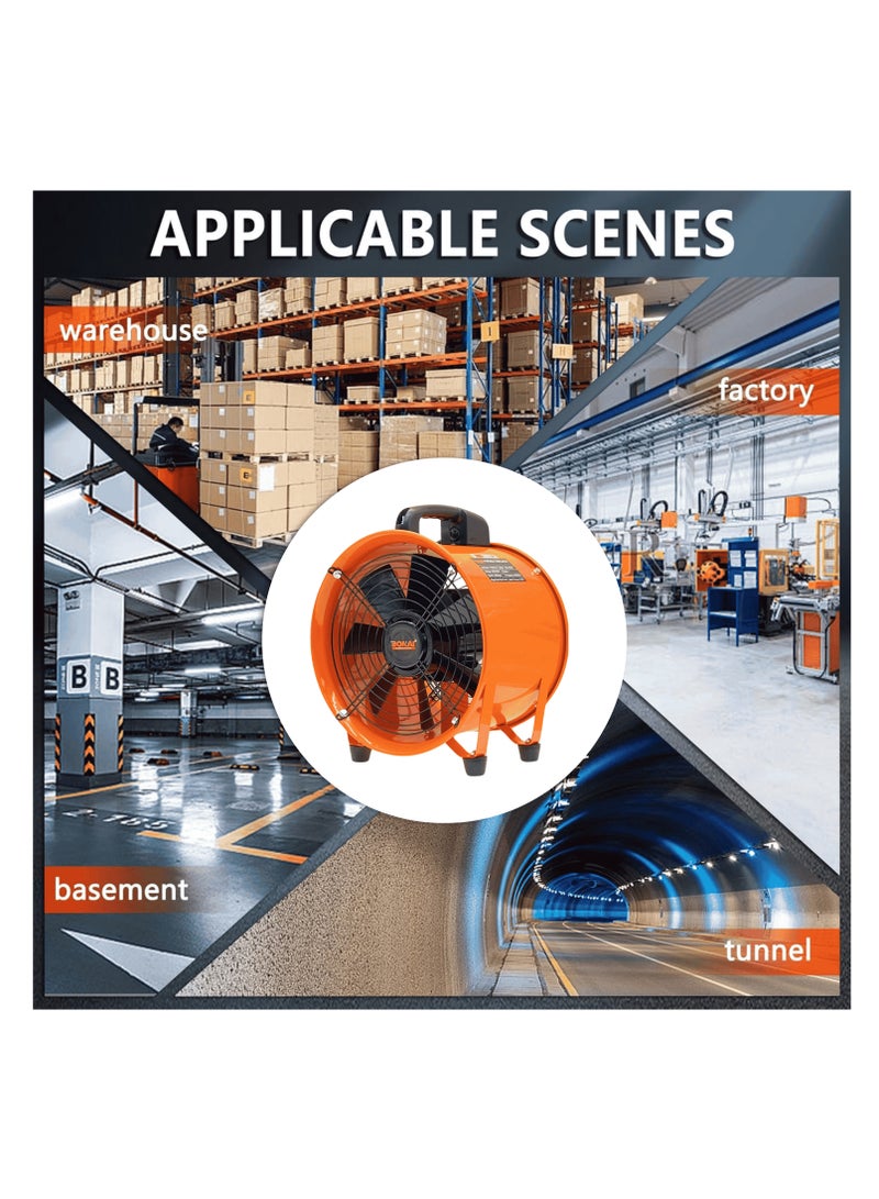 BONAI 10 Inch Industrial Portable Ventilator Fan – 400W High-Speed Exhaust Blower, 45 m³/min Airflow, 2900 RPM, 220V, Heavy Duty Extractor for Workshop, Warehouse, Construction Site - Image 2