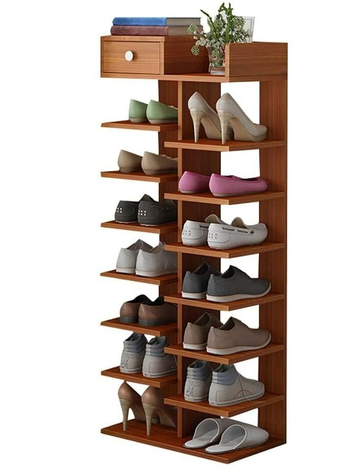 RollsTimi  8-Tier Wooden Sturdy Freestanding Multifunction Shoe RACK - Image 1