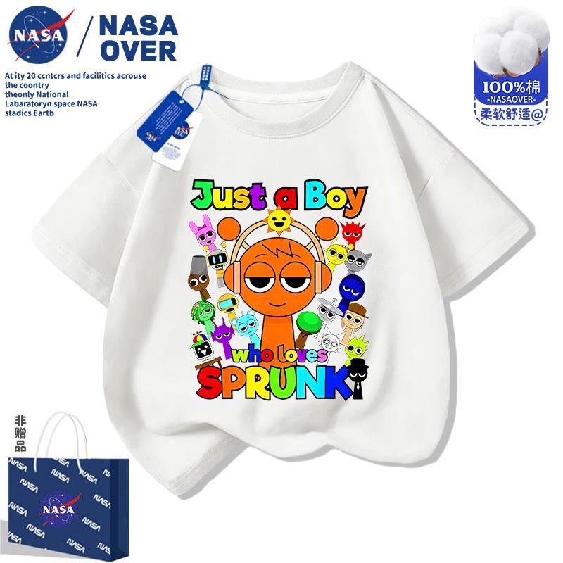 Nasa Rhythm Box Sprunki Short-Sleeved T-Shirt For Boys And Girls Pure Cotton Round Neck Versatile Fashion Top - Image 2