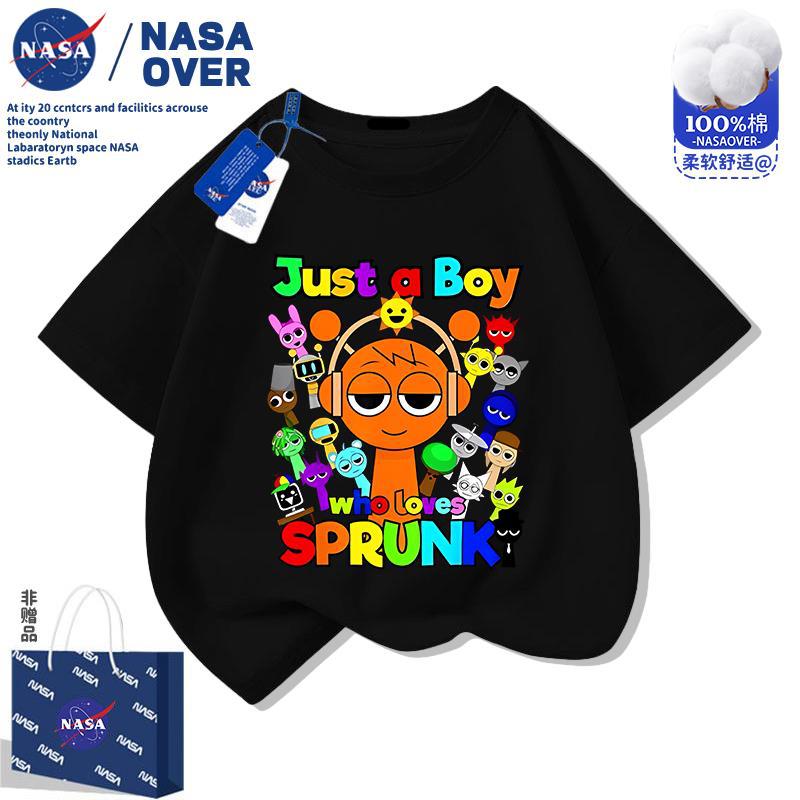 Nasa Rhythm Box Sprunki Short-Sleeved T-Shirt For Boys And Girls Pure Cotton Round Neck Versatile Fashion Top - Image 5