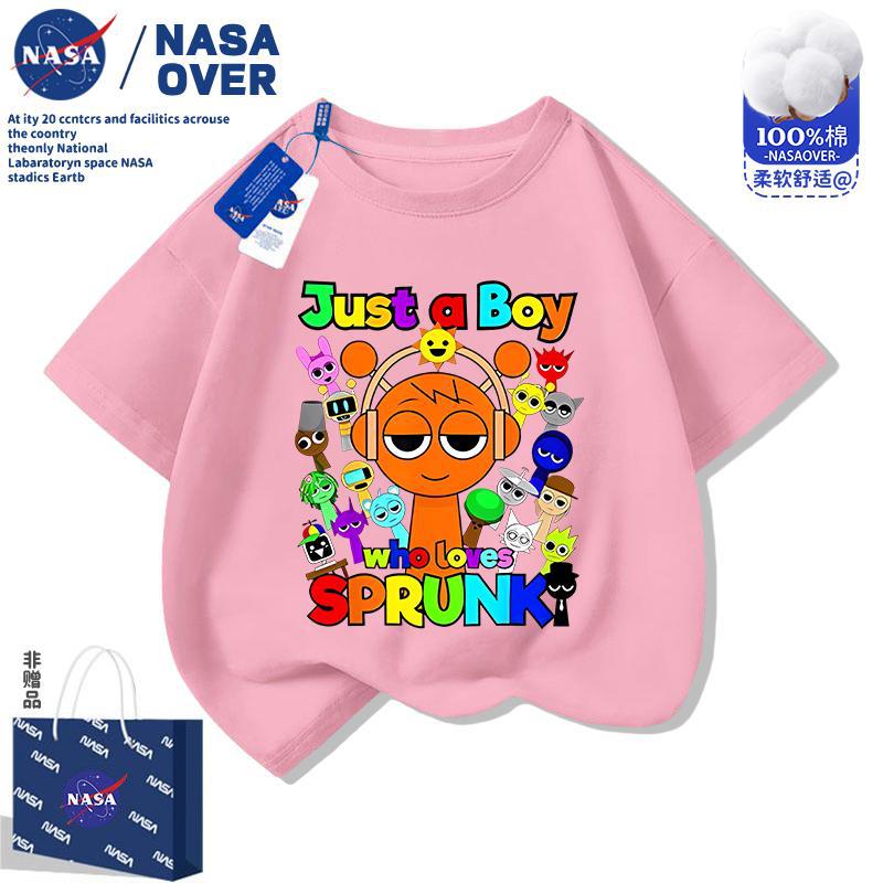 Nasa Rhythm Box Sprunki Short-Sleeved T-Shirt For Boys And Girls Pure Cotton Round Neck Versatile Fashion Top - Image 3