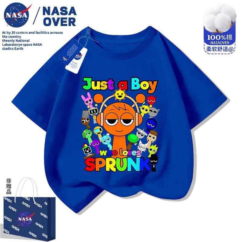 Nasa Rhythm Box Sprunki Short-Sleeved T-Shirt For Boys And Girls Pure Cotton Round Neck Versatile Fashion Top - Image 4