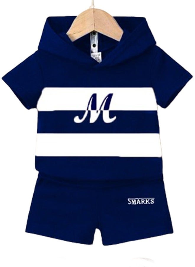 Boys Kids Pajama Set Hoodie Short Sleeves - Embroidery - Image 1