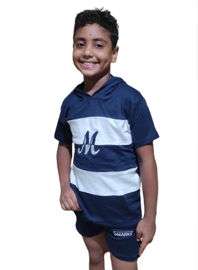 Boys Kids Pajama Set Hoodie Short Sleeves - Embroidery - Image 3