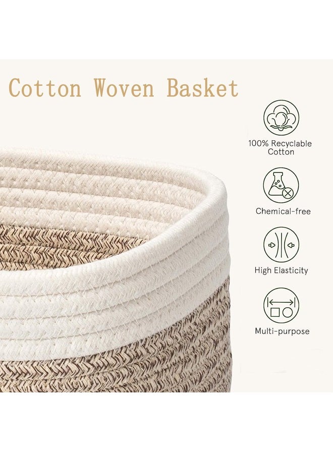 Beauenty Woven Basket Set of 3, Home Toy Oval Storage Basket Woven, Hand Woven Room Storage Organizer Basket, Bathroom Kitchen Bedroom Decor Woven Storage Basket for Women men  - Image 3