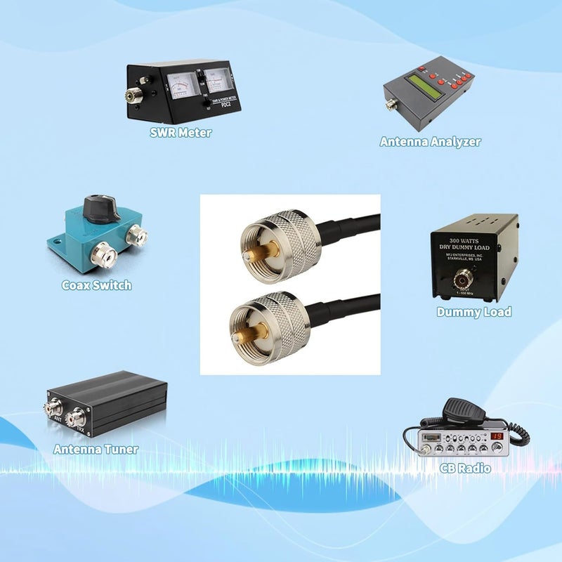 Superbat CB Coax Cable PL259 Jumper UHF RG58 Coaxial Cable 3ft +3pcs SMA/BNC/SO239 Adapter Kit for CB HAM Radio, Antenna Analyzer, Dummy Load, SWR Meter - Image 4