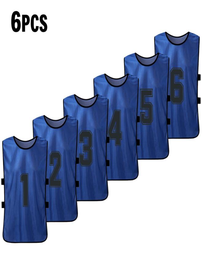 6 PCS Adults Soccer Pinnies Quick Drying Football Team Jerseys Youth Sports Scrimmage Soccer Team Training Numbered Bibs Practice Sports Vest - Image 2