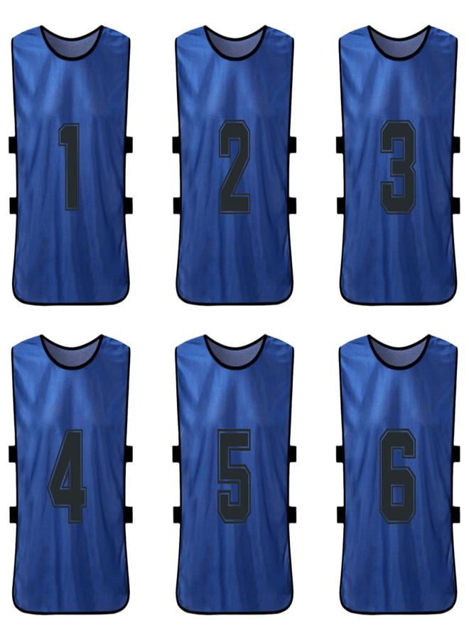 6 PCS Adults Soccer Pinnies Quick Drying Football Team Jerseys Youth Sports Scrimmage Soccer Team Training Numbered Bibs Practice Sports Vest - Image 1