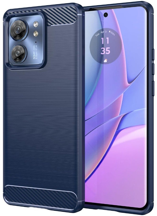 Motorola Edge 40 Case with Brushed Carbon Fiber Texture, Fashion Shock-Absorption Anti-Drop Flexible TPU Bumper Soft Rubber Protective Phone Case Cove for Motorola Edge 40 5G 2023, Blue