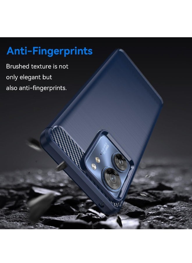 Motorola Edge 40 Case with Brushed Carbon Fiber Texture, Fashion Shock-Absorption Anti-Drop Flexible TPU Bumper Soft Rubber Protective Phone Case Cove for Motorola Edge 40 5G 2023, Blue