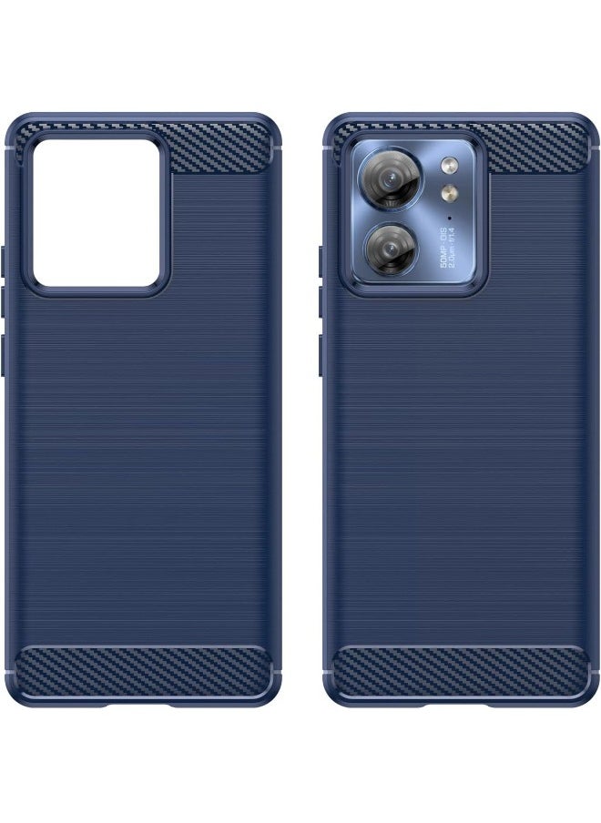 Motorola Edge 40 Case with Brushed Carbon Fiber Texture, Fashion Shock-Absorption Anti-Drop Flexible TPU Bumper Soft Rubber Protective Phone Case Cove for Motorola Edge 40 5G 2023, Blue