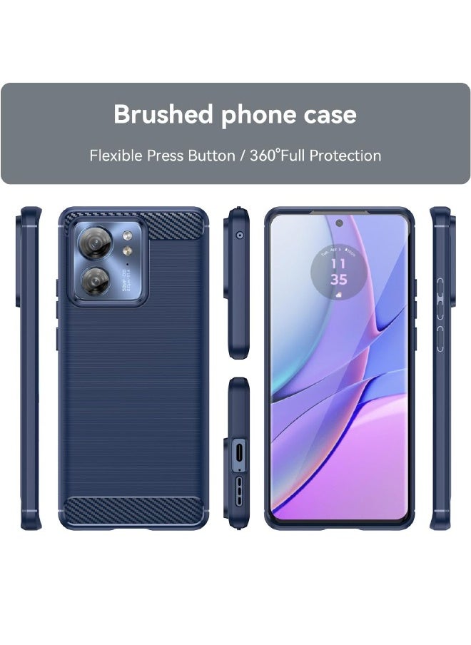 Motorola Edge 40 Case with Brushed Carbon Fiber Texture, Fashion Shock-Absorption Anti-Drop Flexible TPU Bumper Soft Rubber Protective Phone Case Cove for Motorola Edge 40 5G 2023, Blue