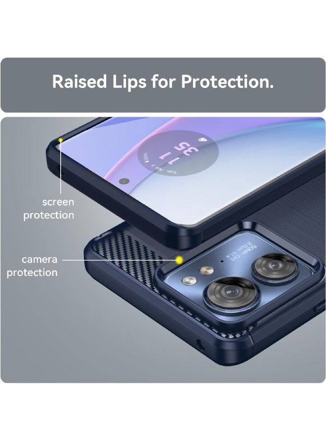 Motorola Edge 40 Case with Brushed Carbon Fiber Texture, Fashion Shock-Absorption Anti-Drop Flexible TPU Bumper Soft Rubber Protective Phone Case Cove for Motorola Edge 40 5G 2023, Blue