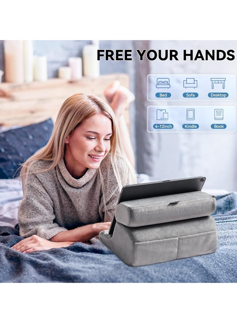 Generic Tablet Pillow Stand, Foldable iPad Stand for Lap, Bed and Desk -Tablet Soft Pad Dock with Pocket - Image 3