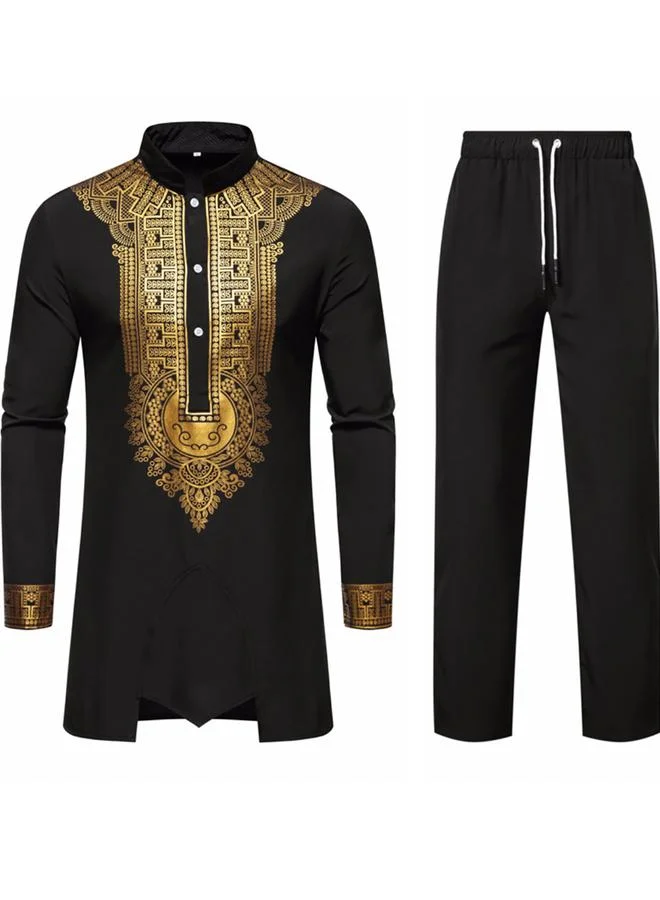 تايك تو طقم منسق من بلوزة طويلة وبنطال بطبعة فويل