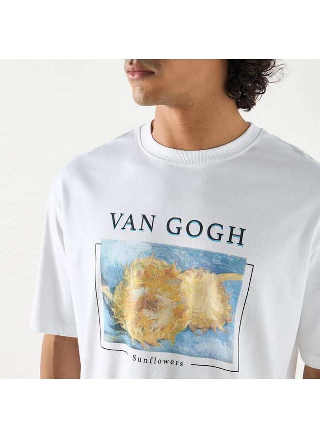 SP Characters Van Gogh Print T-shirt with Crew Neck and Short Sleeves  - Image 4