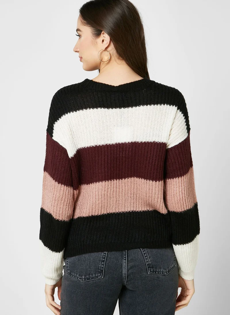 Jacqueline de Yong Color Block Knitted Sweater