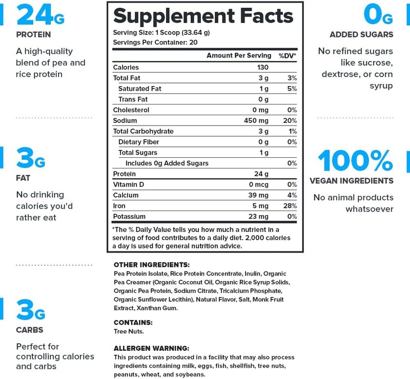 LEGION Plant Vegan Protein Powder Vanilla  Rice and Pea Plant Based Protein Blend Gluten Free GMO Free Naturally Sweetened and Flavored 20 Servings Vanilla - Image 2