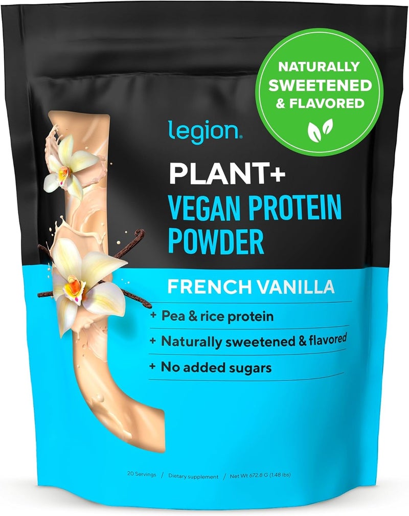 LEGION Plant Vegan Protein Powder Vanilla  Rice and Pea Plant Based Protein Blend Gluten Free GMO Free Naturally Sweetened and Flavored 20 Servings Vanilla - Image 1