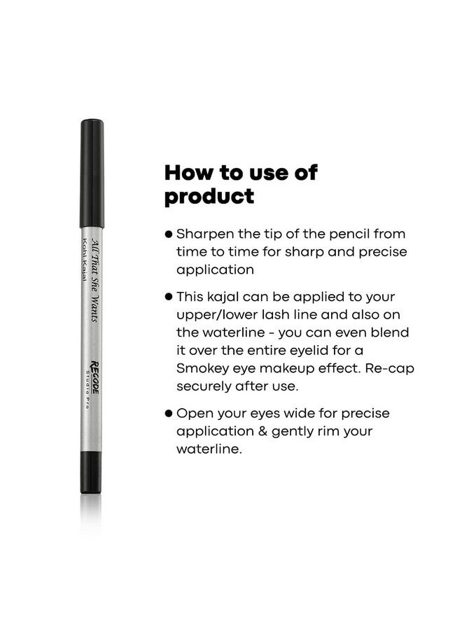 Recode Black Kohl Kajal Pencil All That She Wants 1.20 GMS - Image 3