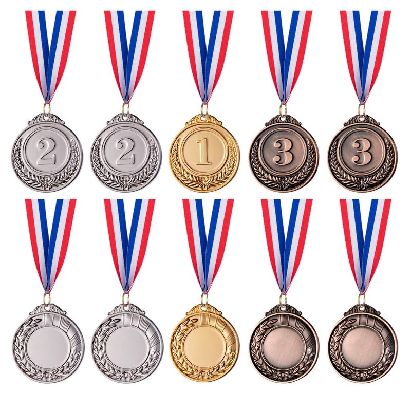 Favide 24 Pieces Gold Silver Bronze Award Medals-Winner Medals Gold Silver Bronze Prizes for Competitions, Party,Olympic Style, 2 Inches - Image 3