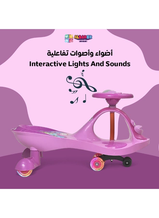 AL BADER Ride on Swing Cars for Kids, Strongest and Smoothest Twister Magic Ride Car for Kids With PU Lighted Wheels, Push Ride on Toy Baby Car With Music, Ride on Magic Car for Kids 3 to 8 Years, Pink - Image 2