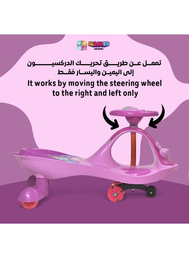 AL BADER Ride on Swing Cars for Kids, Strongest and Smoothest Twister Magic Ride Car for Kids With PU Lighted Wheels, Push Ride on Toy Baby Car With Music, Ride on Magic Car for Kids 3 to 8 Years, Pink - Image 3