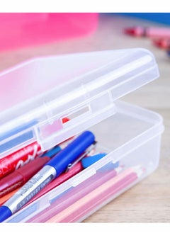 Excefore 1 Pack Plastic Pencil Box with Lid Snap Closure, Large Capacity School Supplies Storage Organizer Box for Kids  - Image 2