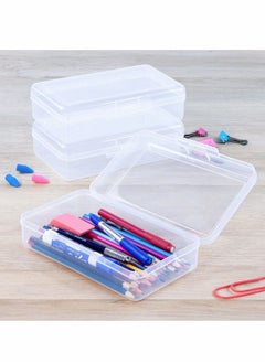 Excefore 1 Pack Plastic Pencil Box with Lid Snap Closure, Large Capacity School Supplies Storage Organizer Box for Kids  - Image 1