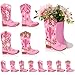 Memorywuu 12 Set Western Cowgirl Boots Flower Boxes Centerpiece Boot Shape Gift Boxes Party Decoration Vase Centerpieces for Tables for Rodeo Birthday Baby Shower Wedding Supplies - Image 3