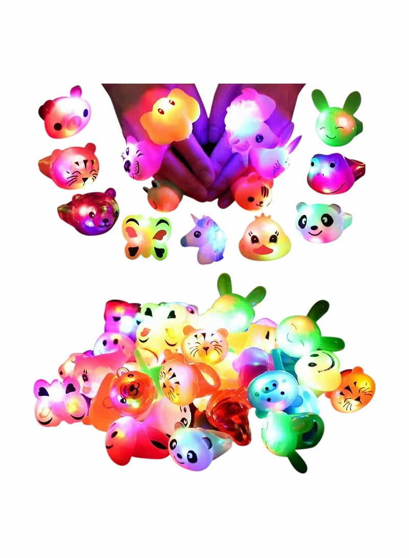 SYOSI 24 Pack LED Light Up Bumpy Rings Party Favors For Kids Prizes Box Toys For Birthday Classroom Rewards Treasure Box Prizes Toys Glow Party Supplies Random Color - Image 1