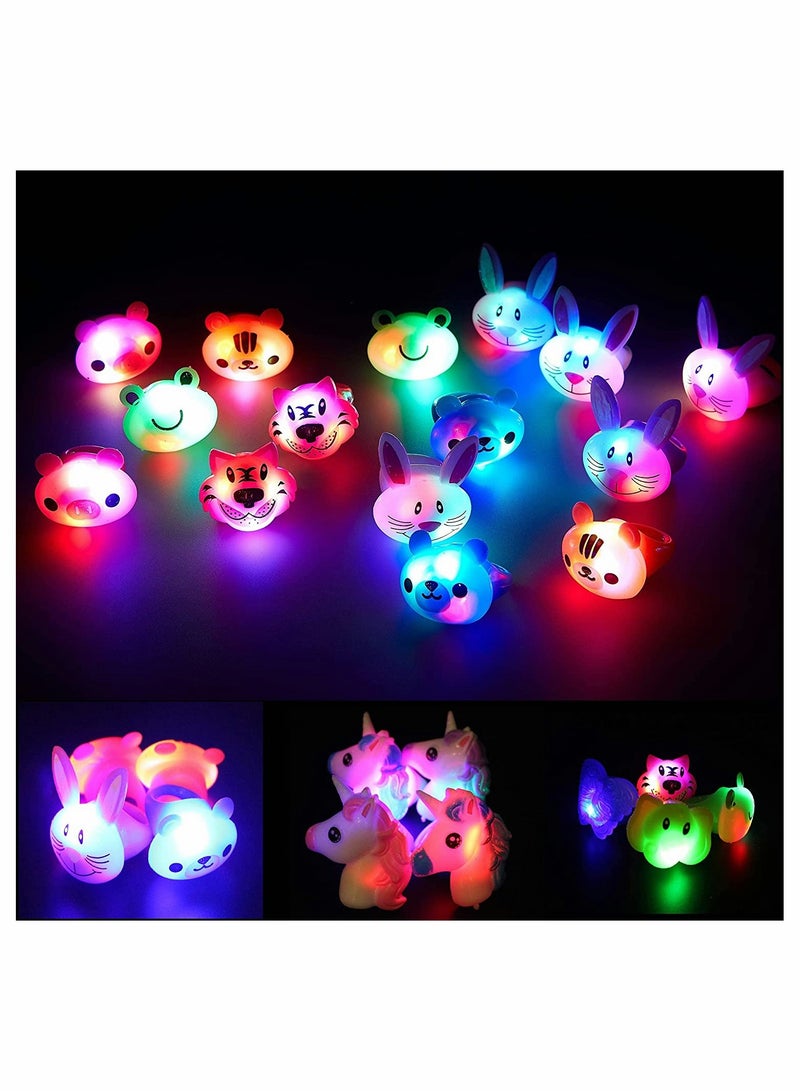 SYOSI 24 Pack LED Light Up Bumpy Rings Party Favors For Kids Prizes Box Toys For Birthday Classroom Rewards Treasure Box Prizes Toys Glow Party Supplies Random Color - Image 2