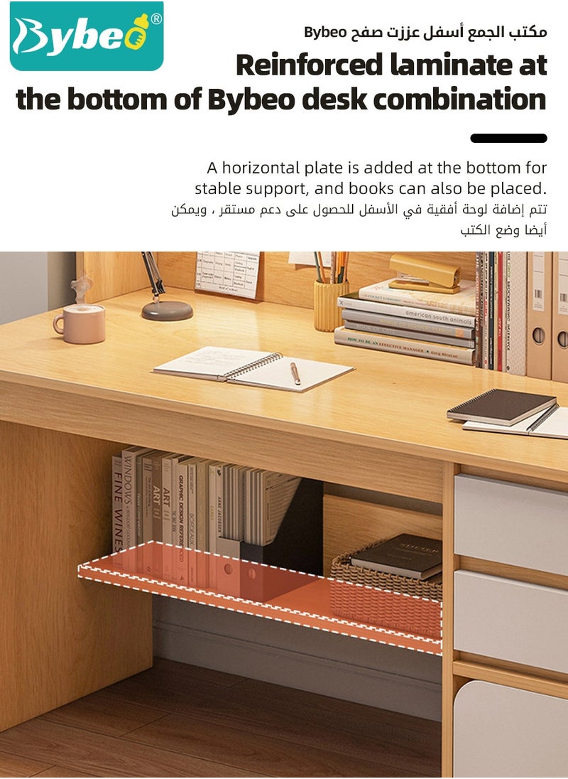 مكاتب أطفال، طاولة دراسة للأطفال، مكتب كمبيوتر خشبي، مكتب أطفال مرتفع، مكتب قراءة للأطفال متعدد الوظائف، مع رف كتب متعدد الطبقات ذو سعة كبيرة، للكتابة والدراسة للطلاب والمكتب المنزلي، 120x164x45 سم