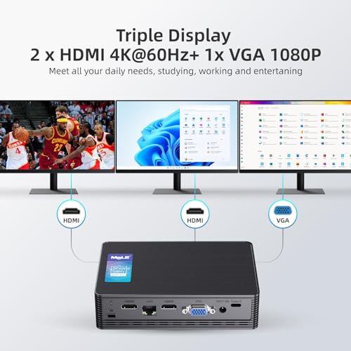 Mele كمبيوتر ميني بدون مروحة MeLE QuieterHD3 مع معالج Celeron N5105، 16GB 512GB، كمبيوتر صغير مكتبي مع Ethernet بسرعة Gigabit، WiFi 5، HDMI مزدوج 4K، فتح BIOS - مثالي للاستخدام الصناعي، والبث المباشر، والمكاتب - Image 4