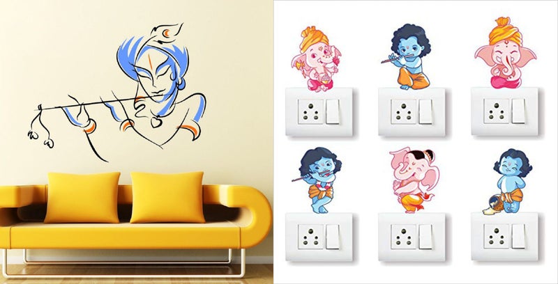 Eja Art Bansidhar With Free Ganesh and Friends Switch Board Sticker - Image 1