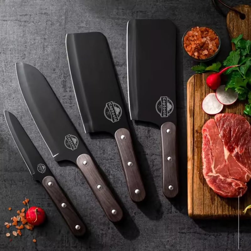 Captoola سكين تقطيع كابتولا على الطراز الصيني سكين تقطيع ياباني سكين جزار من الفولاذ المقاوم للصدأ سكين تقطيع اللحم سكين من الفولاذ الكربوني العالي لمجموعة سكاكين اللحم والخضار مجموعة سكاكين تقطيع من 1 - Image 3