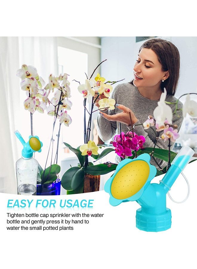 Generic 2 Pcs Flower Plastic Dual Head Bottle Cap Sprinkler, Bonsai Watering Mesh Bottle Watering Spout, Watering Can for Watering Garden Indoor Flower Plant(Pink+Blue) - Image 5