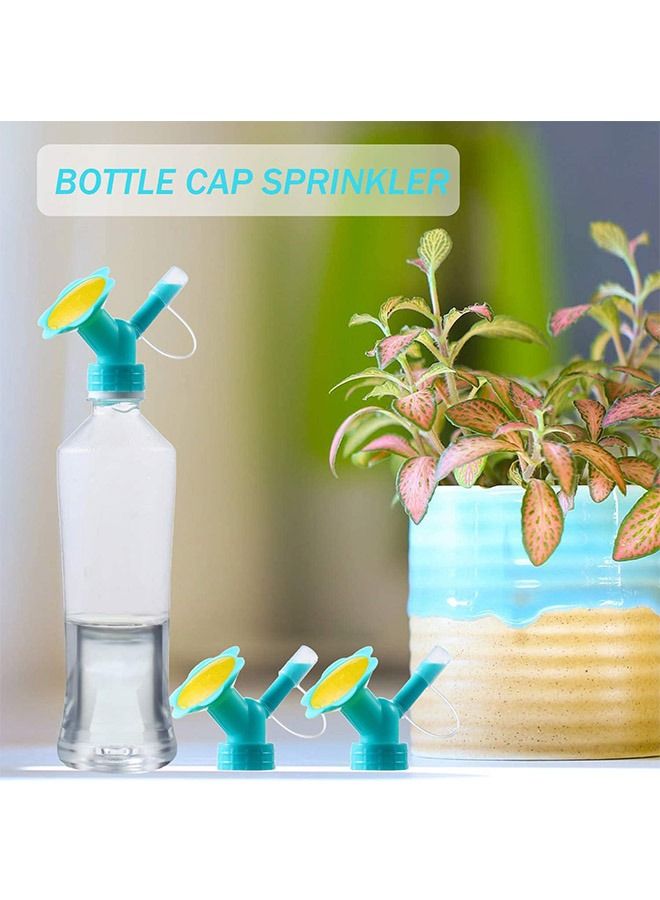 Generic 2 Pcs Flower Plastic Dual Head Bottle Cap Sprinkler, Bonsai Watering Mesh Bottle Watering Spout, Watering Can for Watering Garden Indoor Flower Plant(Pink+Blue) - Image 4