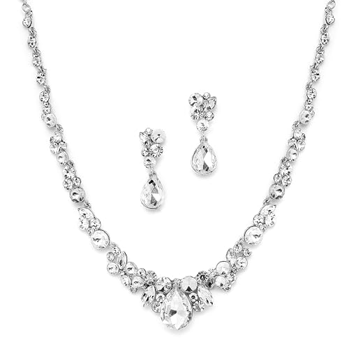 Mariell Bridal Wedding Necklace Earrings Set, Crystal Jewelry Set for Brides, Bridesmaid, Prom, Pageant - Image 1