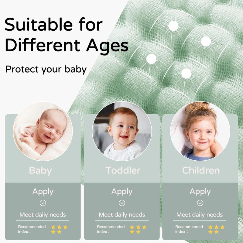 YOOFOSS Hooded Baby Towels for Newborn 2 Pack 100% Muslin Organic Cotton Baby Bath Towel with Hood for Babies, Infant, Toddler and Kids, 32x32Inch, Soft and Absorbent Newborn Essential,Apricot&Green - Image 5