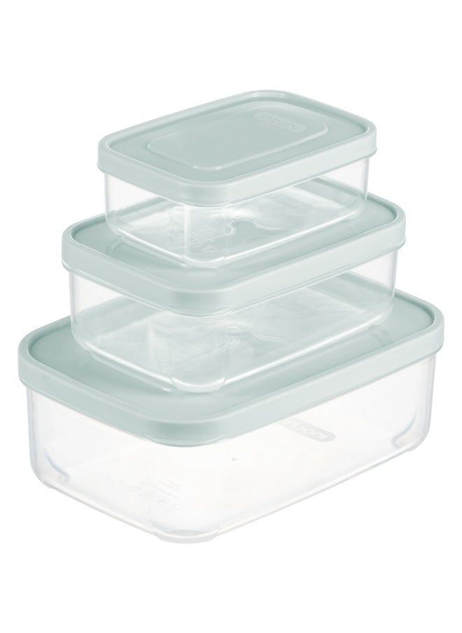 Hokkaido Food Storage Container Set, 3 Pieces (500-1000-2000ML), Green 