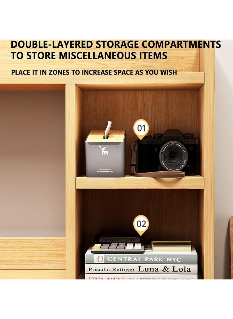 AUTOYSUR مكتب كمبيوتر، مكتب قائم كبير، مكتب دراسة سهل التجميع للمنزل، غرفة النوم، المكتب، طاولة خشبية متينة، أرفف تخزين مثالية للألعاب والعمل والتعلم، 100 × 45 × 162 سم ​​(أبيض) - Image 5