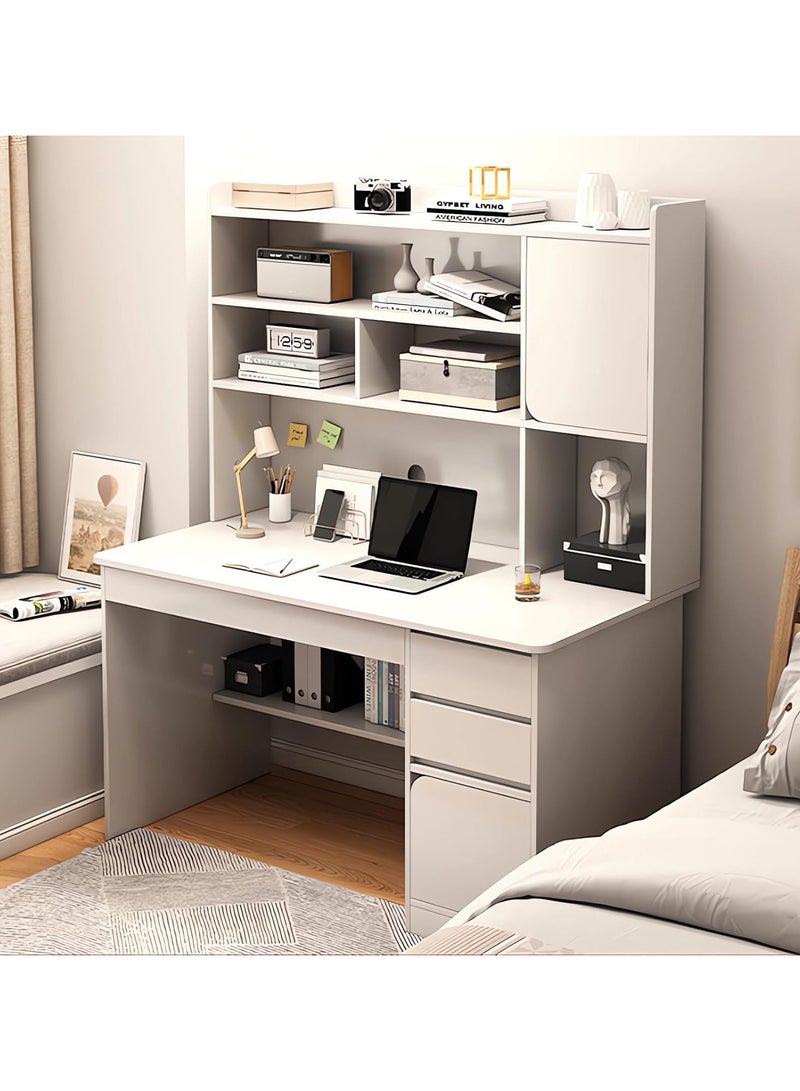 AUTOYSUR مكتب كمبيوتر، مكتب قائم كبير، مكتب دراسة سهل التجميع للمنزل، غرفة النوم، المكتب، طاولة خشبية متينة، أرفف تخزين مثالية للألعاب والعمل والتعلم، 100 × 45 × 162 سم ​​(أبيض) - Image 1