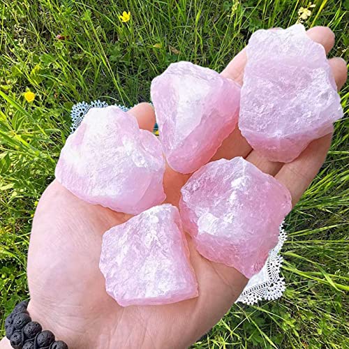 LAIDANLA Rose Quartz 2 Natural Rough Stones Crystal Large Raw Crystals Bulk Healing Gemstones for Reiki Healing Tumbling Fountain Rocks Wire Wrapping Decoration Cabbing Lapidary 4PCS 055lb