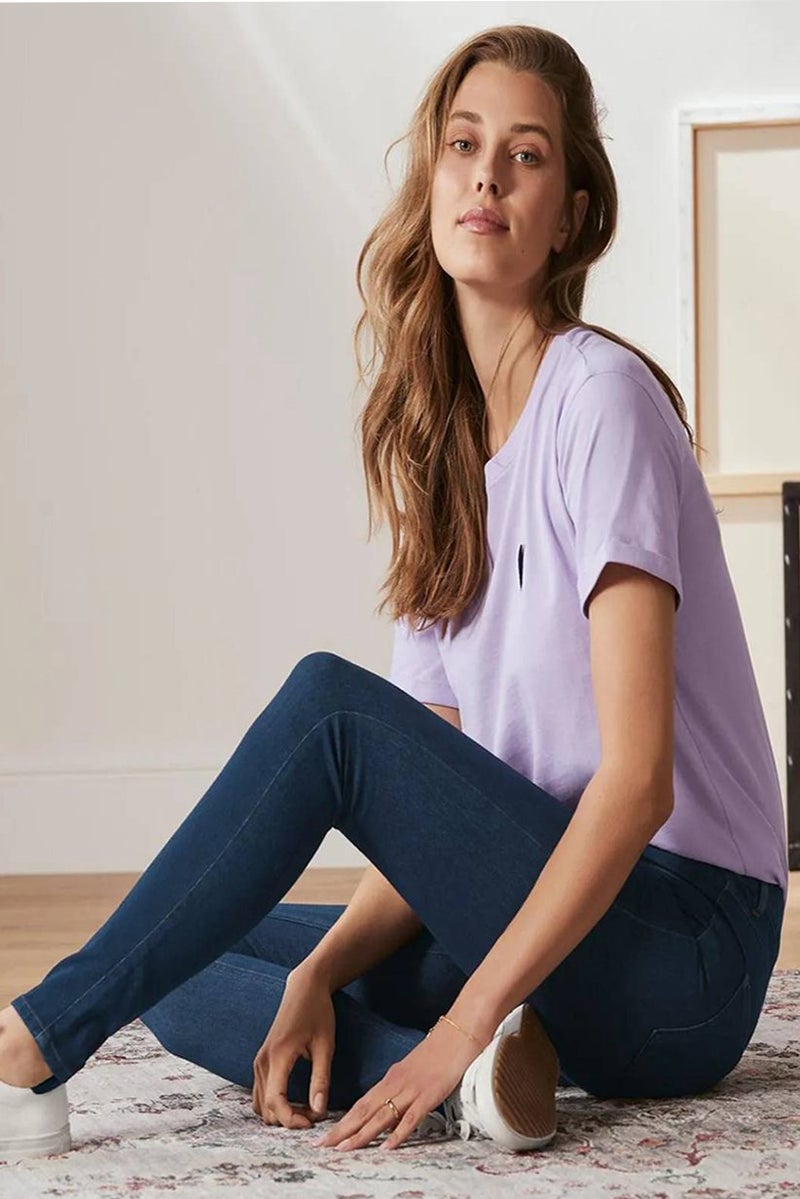 Tchibo جينز نسائي بقصة عادية مغسول وقابل للتمدد، أزرق - Image 1