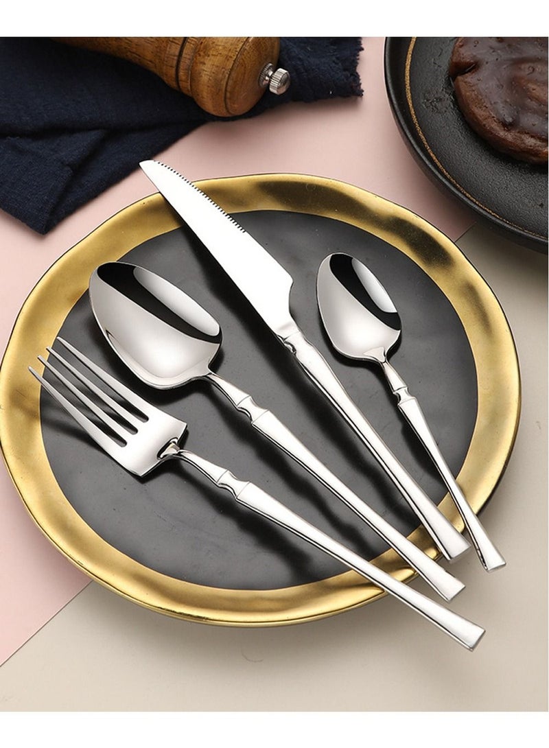 Monoptilon 24-Piece Elegant Stainless Steel Flatware Set Silver  - Image 2