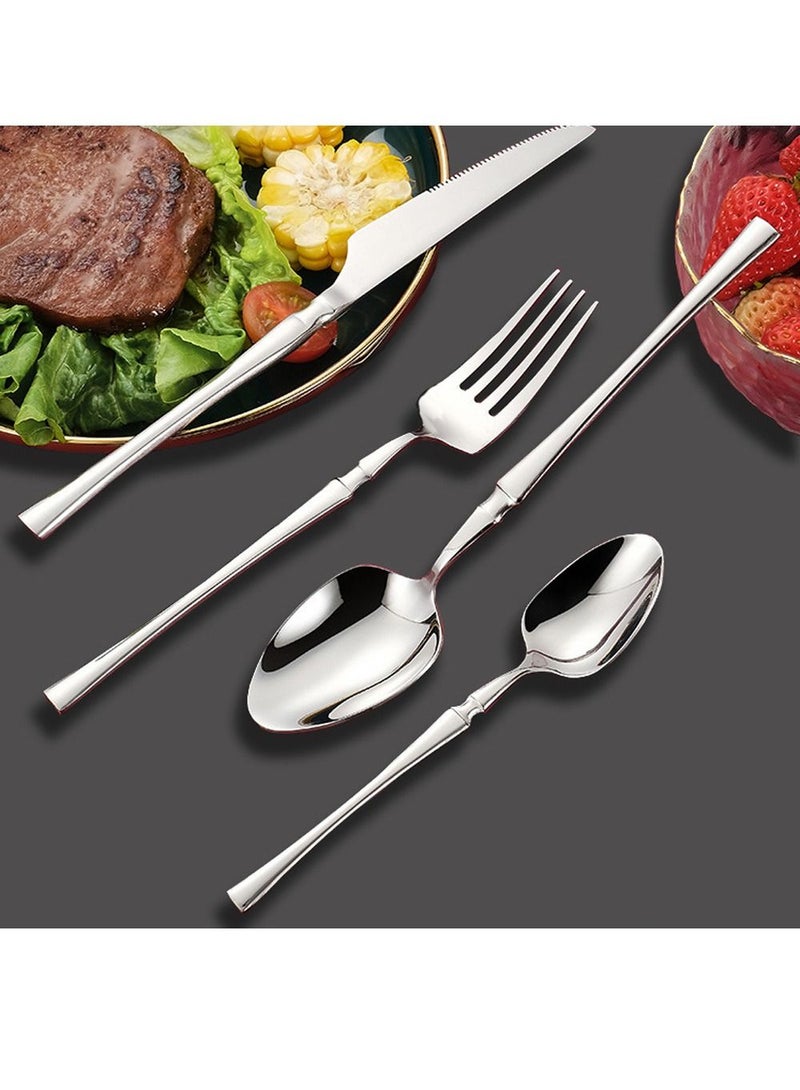 Monoptilon 24-Piece Elegant Stainless Steel Flatware Set Silver  - Image 3