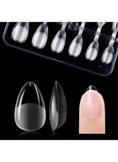 gelike ec Short Almond Nail Tips: 120Pcs Soft Gel Tips For Extra Short Almond Shaped Full Cover Gel X Nail Tips Pre Etched Pmma Resin Clear False Nails 12 Sizes  - Image 1